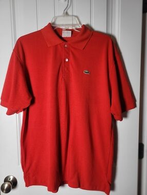 Lacoste Men’s  Y2K Red Short Sleeve Polo with Signature Crocodile Size 8= XXL